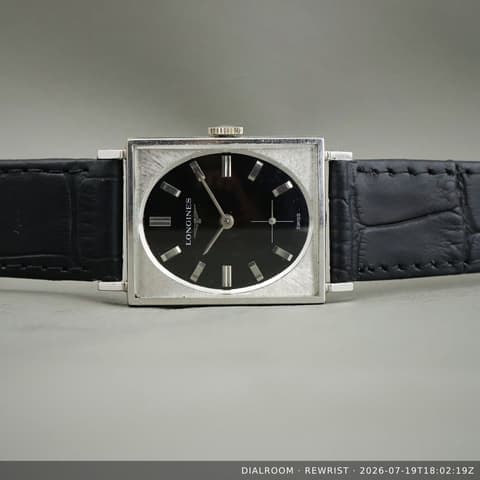 Longines Tank - 10K White Gold Filled, Black Dial