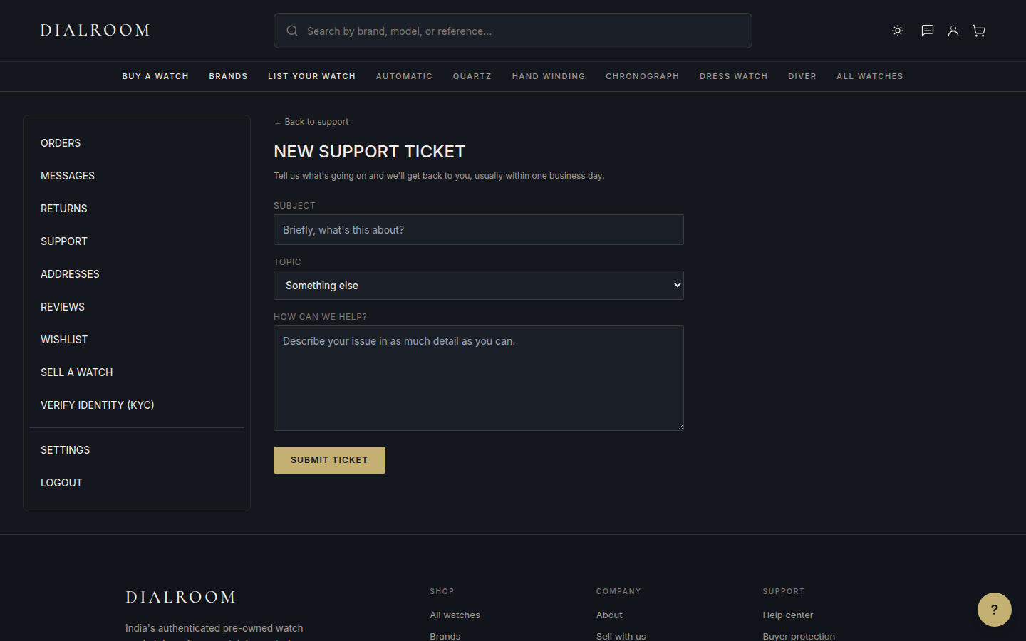 Open a support ticket from your account.