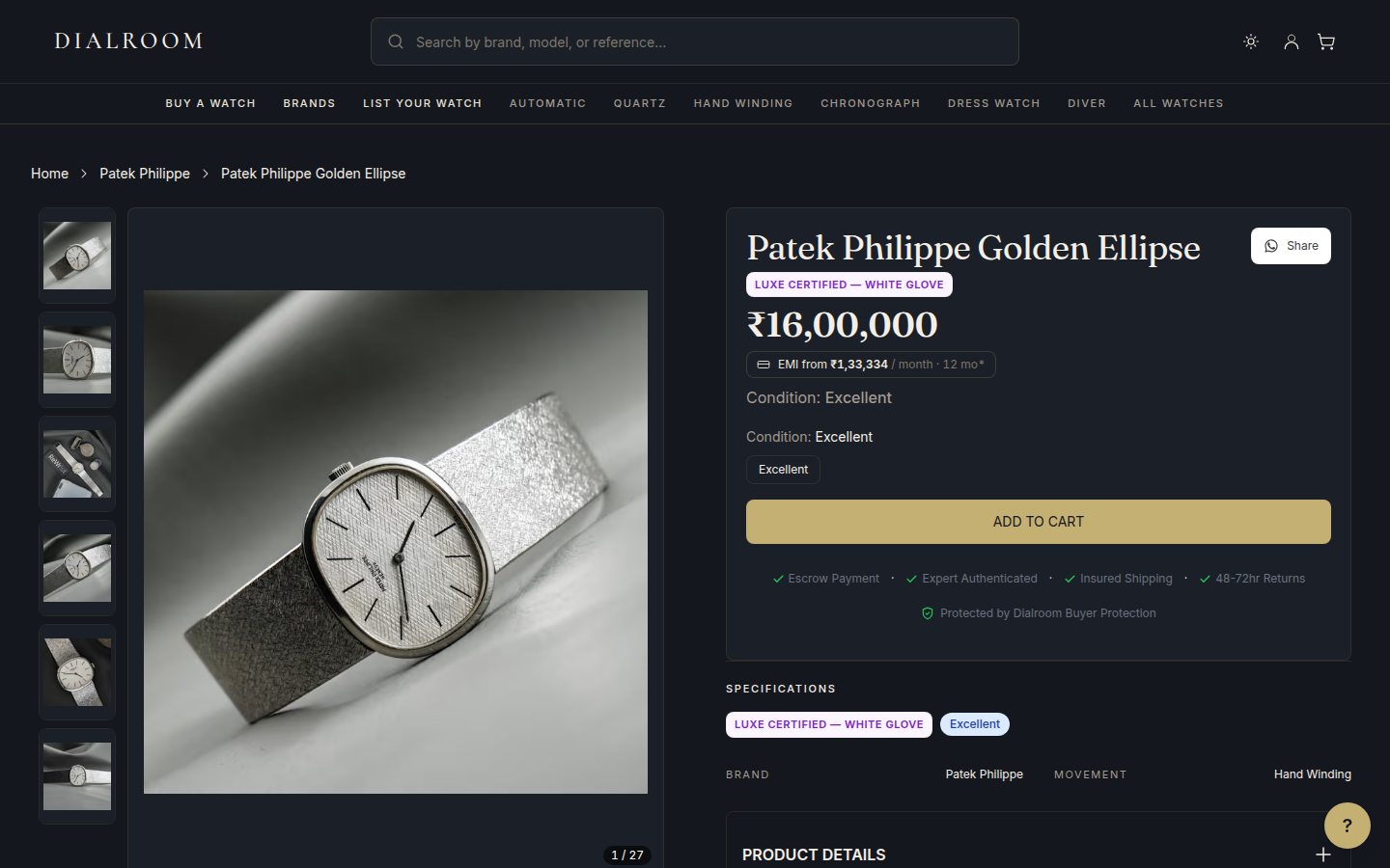 Higher-value watches include forensic authentication and a Hourmark certificate.
